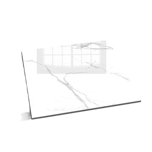 Baldosas de cerámica blanca brillante 600x600mm/600x1200mm Ondas grises para casas de lujo Diseño moderno con estilo clásico para villas - Product Image 1