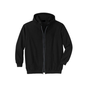 Men's Black <b>Zip</b>-Up Hoodie Regular Fit Polyester/Cotton Fleece Solid Front Pocket Casual Breathable <b>Sweatshirt</b> Winter Wear - Product Image 4