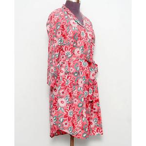 Ensemble robe moulante bohème en coton pour femme, longueur genou, avec chemise imprimée florale, taille naturelle, boutons tissés, nettoyage à sec - Product Image 5