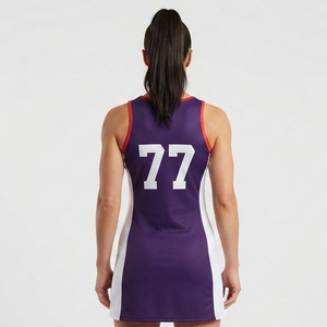 Custom Design Women's Netball Jersey 100% Polyester Women's Netball Jerseys Womens Neck Netball Jersey - Product Image 2