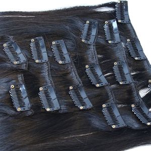 Extensiones de Cabello Humano con Clip, Cabello Remy Indio, Negro Natural, Doble Trama, Extensiones con Clip Sin Costuras para Cabeza Completa, Suaves y Sedosas - Product Image 3