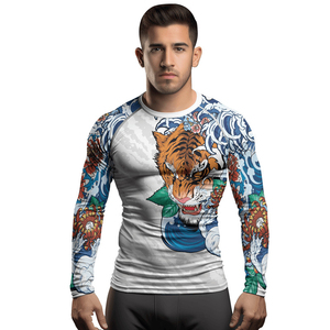 Maillot de protection personnalisé à manches longues pour homme, imprimé vague de tigre, respirant, pour MMA, BJJ et arts martiaux - Product Image 4