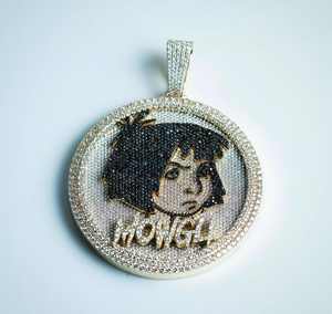 Colgante Personalizado de Dibujos Animados, Colgante de Personaje con Incrustaciones de Diamantes, Joyería Hip Hop, Colgante de Diamante Moissanita, Collar con Medallón Redondo 925 - Product Image 3