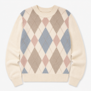 Cárdigan de Punto Argyle Vintage para Mujer, Cuello en V, Manga Larga, Suave, Informal, con Logotipo Frontal, Otoño Invierno, OEM ODM - Product Image 2