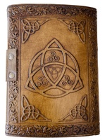 Cahier de notes classique en cuir véritable gaufré pentagramme magique pour unisexe