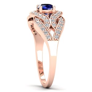 Anillos de Compromiso REYES, los Más Vendidos, de Oro Sólido de 14K con Moissanita, Diseño Clásico con Zafiro Azul, Nueva Llegada, Joyería Fina - Product Image 3