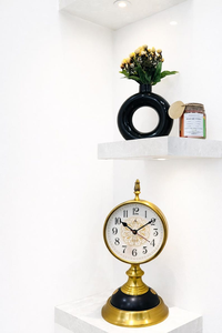 Victorian Brass <b>Table</b> <b>Clock</b> with London-Inspired Design Antique Round Desk Timepiece Roman Numeral Vintage Home & Office - Product Image 3