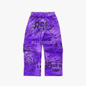 Conjunto Deportivo de Sudadera con Capucha y Pantalones Deportivos Estampados en Color Morado - Product Image 3