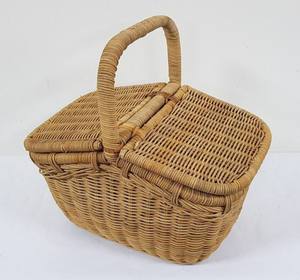 Panier de rangement multifonctionnel élégant en rotin naturel et bambou tressé, écologique, pour la maison, le restaurant, pour les collations, les gâteaux, les fruits - Product Image 1