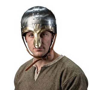 Casco Vikingo Medieval Hecho a Mano en Acero Suave con Adornos de Latón Remachados, Casco de Guerrero Nórdico para Reenactment, Disfraz de Halloween - Product Image 1