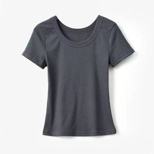 Womens Cropped Short Length Tshirt 180gsm O-neck Slim Fit Custom logo Screen Print Streetwear Knitted Women <b>Top</b> - Product Image 3