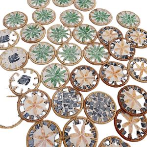 Sous-verre rond en rotin tressé et porcelaine, tapis de table écologique fabriqué au Vietnam - Product Image 1