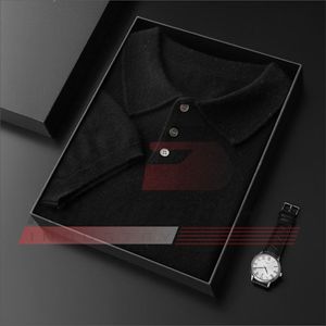 Pull en cachemire à manches courtes pour homme, col polo, tricot décontracté, couche de base à demi-manches pour l'automne - Product Image 1