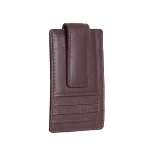 Porte-cartes vintage en cuir Crazy Horse lavé avec fermeture magnétique, portefeuille de serveur avec fenêtre transparente pour carte d'identité et carte de crédit, fin et simple - Product Image 4