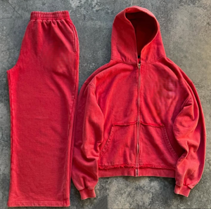 Conjunto Deportivo Vintage para Hombre, Sudadera con Cremallera y Pantalones Deportivos, Estilo Casual Oversize - Product Image 1