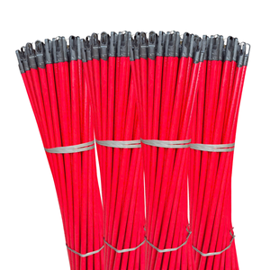 Manche de balai en bois avec revêtement PVC rouge et filetage italien, long manche en aluminium, ensemble pelle et balayette, brosses de nettoyage - Product Image 1