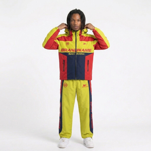 Multi-Color 2-Piece Sweat Suit Tracksuit Hooded <b>Zip</b>-<b>Up</b> <b>Jacket</b> Nylon Track Pants Windproof Breathable Casual Sport Wear Loose - Product Image 6