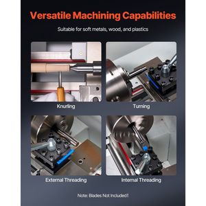 Tornio di Precisione in Metallo Senza Spazzole 1250W, 8.7 X 39 Pollici, Alimentazione Automatica, 0-2500 RPM, Utensile per Taglio e Formatura Variabile - Product Image 6