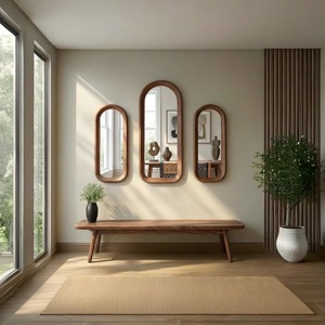 <b>Irregular</b> Shape Wooden Wall <b>Mirror</b> Modern Artistic Wooden Wall <b>Mirror</b> for Contemporary Interiors Wholesale Hanging <b>Mirror</b> Use - Product Image 6