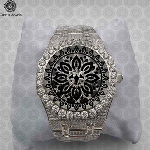 Reloj de Lujo Charm Jewells de Acero Inoxidable de 42 mm con Bisel de Diamantes, Diseño Hueco, Cuarzo Analógico, Cristal de Zafiro, Cierre Plegable, Unisex - Product Image 3