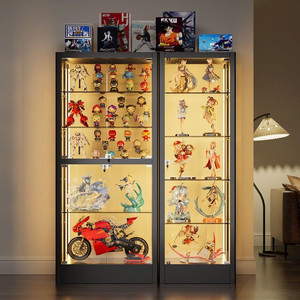 Vitrina de Exhibición de Vidrio con Doble Puerta, Caja de Almacenamiento Acrílica, LED, Ecológica, Decoración para el Hogar, Exhibición de Figuras, Modelos y Muñecas - Product Image 5