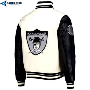 Veste universitaire DAIZEN STAR Raiders noire avec broderie de lettres sur la manche, design patchwork, vêtements décontractés pour hommes, respirante, pour l'automne - Product Image 2