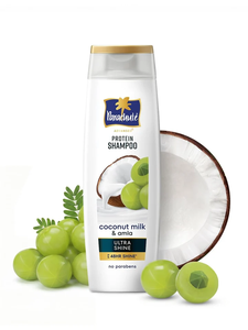 Champú de proteínas vegetales con fórmula sin sulfatos, con amla y leche de coco para hombres y mujeres, cabello brillante, nutrido y suave, tamaño 340 ml. - Product Image 1