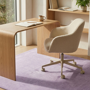 Alfombra de Lana Lavanda Sólida y Suave, Hecha a Mano, Geométrica, Antideslizante, Moderna, Minimalista, de Color Morado Claro para Sala de Estar - Product Image 4