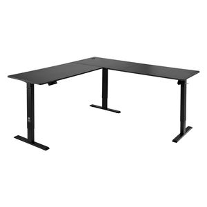 Dual Hooks Heavy Duty Electric Adjustable Height L-Shaped Corner Gaming Desk Carbon Steel <b>Computer</b> <b>Table</b> High Office Desks - Product Image 1
