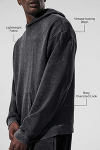 Sweat à capuche unisexe surdimensionné de haute qualité avec logo personnalisé, style vintage délavé à l'acide, en coton mélangé épais, basiques pour couples - Product Image 2