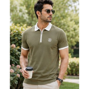 Camiseta Polo Blanca Premium para Hombre con Cuello en Contraste Negro y Cierre de Cremallera - Product Image 4