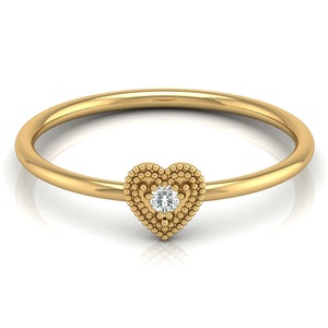 14K Real Gold Heart Shape Band With Brilliant Cut Moissanite New Trendy Design Engagement <b>Ring</b> Simple Gold Jewelry <b>For</b> Women <b>Men</b> - Product Image 1