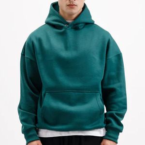 เสื้อฮู้ดผ้าฟลีซคอตตอน 100% แบบปรับแต่งได้สำหรับผู้ชาย ลายเรียบ หนานุ่ม สวมหัว ทรงโอเวอร์ไซส์ เหมาะสำหรับฤดูหนาว - Product Image 1