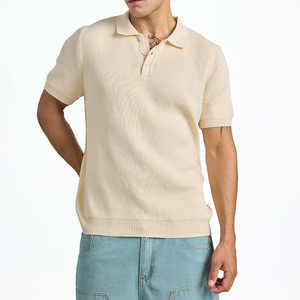 Fabricante de Ropa Personalizada, Elegantes Camisetas Polo de Manga Corta para Hombre, Cuello Camisero, Camiseta Polo de Punto Beige para Hombre - Product Image 1