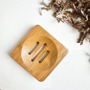Curio Craft <b>Bamboo</b> Round <b>Soap</b> <b>Dish</b> Modern Minimalist Design with Drain Slots Easy to Clean Bathroom Accessory - Product Image 4