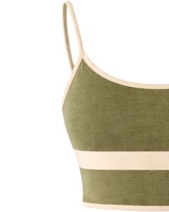 Conjunto de Camisola y Pantalones Cortos para Mujer en Verde Oliva y Beige, Traje de Dos Piezas para Verano, Top Corto de Mezcla de Algodón con Estampado de Hongos y Pantalones Cortos con Cordón Ajustable - Product Image 4