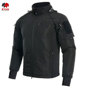 เสื้อแจ็คเก็ตซอฟต์เชลล์ผู้ชายแบบขายส่ง กันลม กันน้ำ ระบายอากาศได้ดี ผ้าถักย้อมสีพื้น พร้อมบริการ ODM สำหรับโลโก้แบบกำหนดเองด้านหน้า - Product Image 1