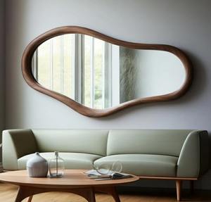 Decorative Handmade Eco-Friendly Compact Walnut Wall <b>Mirror</b> Modern Wooden Frame Home Decor at Best Price - Product Image 2