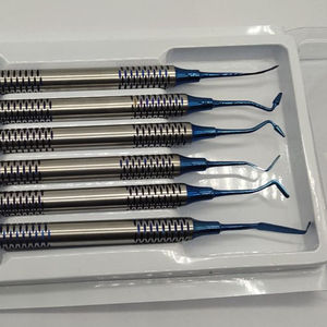 Juego de Instrumentos Quirúrgicos Dentales de 6 Piezas, Limpiadores Dentales Manuales con Empuñadura Azul Moleteada, Clase I, Shuja Surgico - Product Image 2