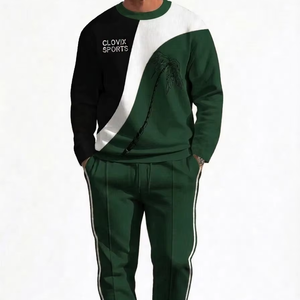 Wholesale Men Heavyweight Cotton Fleece Tracksuit <b>Set</b> Custom Print 2 Piece Casual Sportswear <b>Set</b> Custom Logo ODM OEM Bulk Supply - Product Image 1