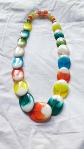 Collar de Cuentas Ovaladas de Resina Multicolor, Cuentas Planas Gruesas, Joyería de Moda, Accesorio de Disfraz para Mujer, Collar para la Playa, Hecho a Mano - Product Image 6