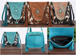 Sac à bandoulière en cuir de vachette véritable, fait main, vintage 2026, design minimaliste de luxe, sac à franges en cuir véritable pour femmes - Product Image 3