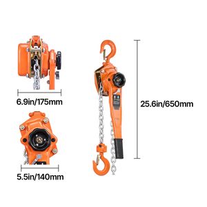 Palans à chaîne manuels robustes, capacité 1,5T/3300LBS, levage 20FT, chaîne en acier allié G80, conception à double poulie mécanique - Product Image 5