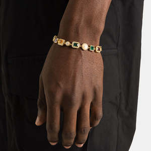 925 Sterling Silver Multi Color <b>Gemstone</b> <b>Bracelet</b> Pearl <b>Bracelet</b> Colorful Tennis <b>Bracelet</b> Luxury men's Jewelry - Product Image 3