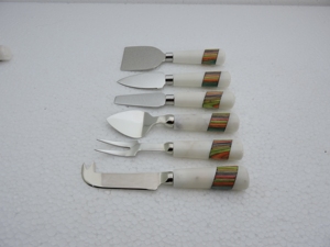 Stainless Steel Cheese Utensil Set 4 Piece Wooden Handle Serving Tools Dishwasher Safe Hand Wash Only - Product Image 2