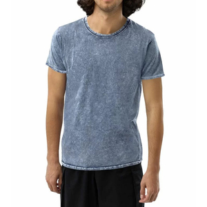 เสื้อยืดคอกลมแขนสั้นทรงเข้ารูปผ้าเจอร์ซีย์ฟอกสีสำหรับผู้ชาย ระบายอากาศได้ดี พร้อมโลโก้สั่งทำและผ้าฝ้าย 100% - Product Image 1