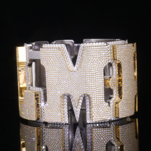 Bracelet personnalisé pour homme en argent 925 avec diamants de laboratoire, chaîne à maillons lettres glacées, bijou de poignet de luxe personnalisé, cadeau haut de gamme - Product Image 4