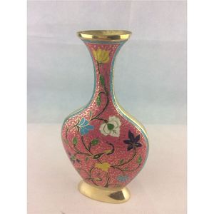 Jarrón Floral de Metal Esmaltado Pintado a Mano, con Borde Dorado, Redondo, Decorativo para Escritorio, Regalo para Bodas y Decoración del Hogar - Product Image 2