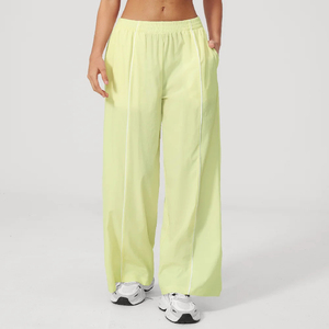 Survêtements ajustés pour femmes, pantalons amples à taille élastique pleine longueur, couleur unie, respirants, pour loisirs, pour hommes - Product Image 3
