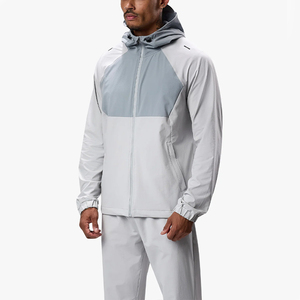 Chaqueta Cortavientos con Capucha para Hombre, Ligera, con Cierre Completo, Transpirable, de Secado Rápido, con Bloques de Color, Chaqueta Deportiva Personalizada de Poliéster para Hombre - Product Image 4